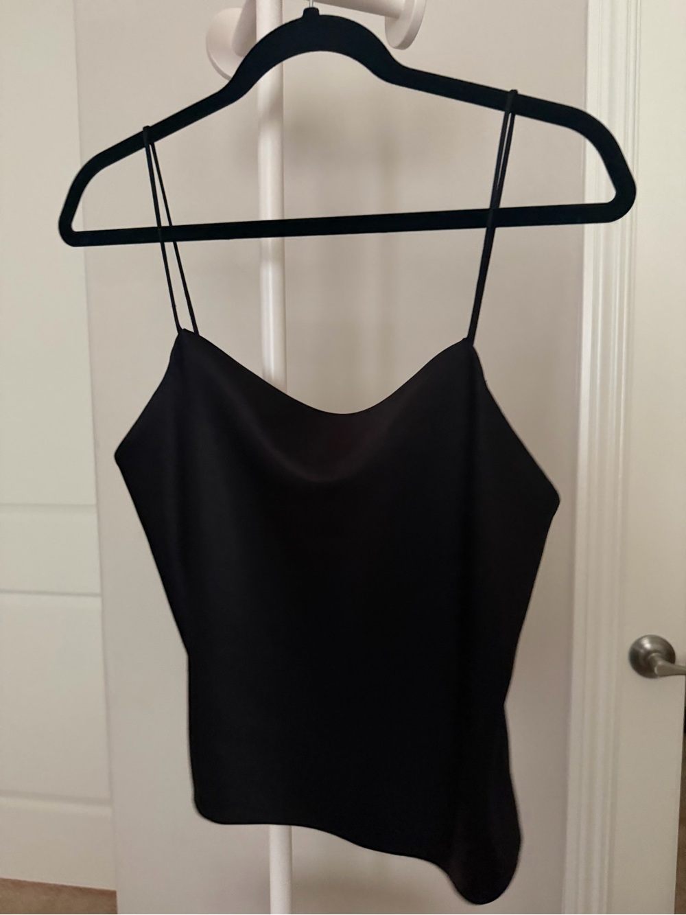 Alice + Olivia Harmon Black Satin Cowl Neck Cami